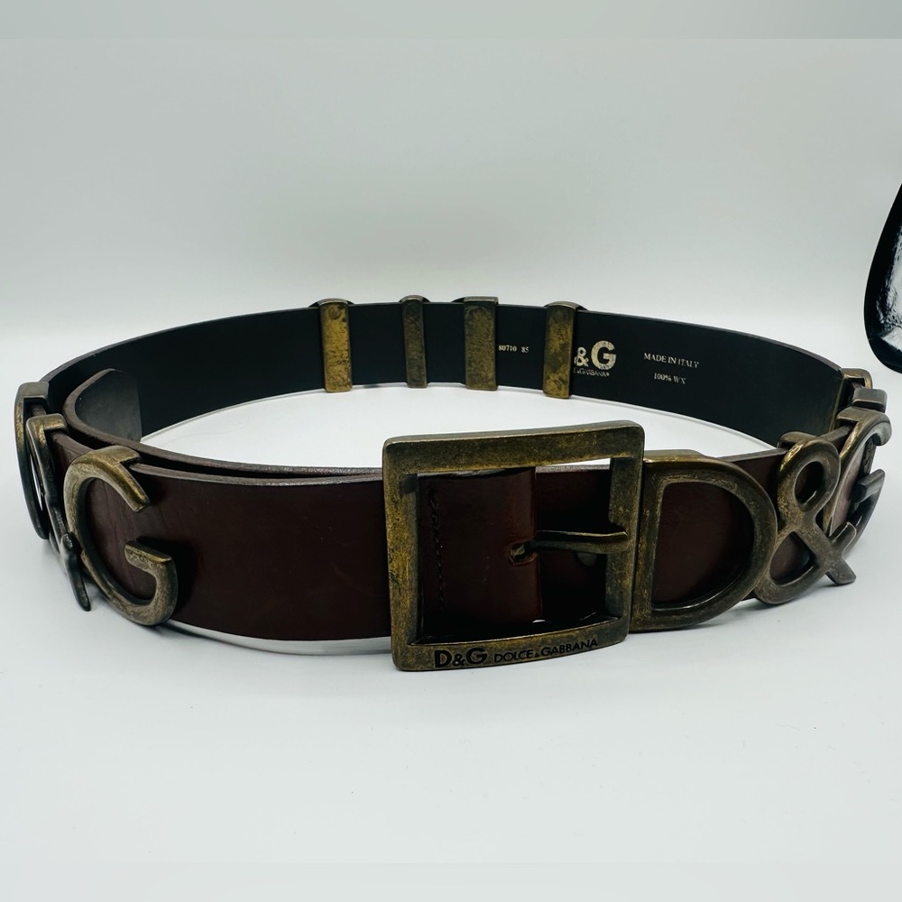 Dolce & Gabbana Brown Belt with Bronzed/Gold Accents